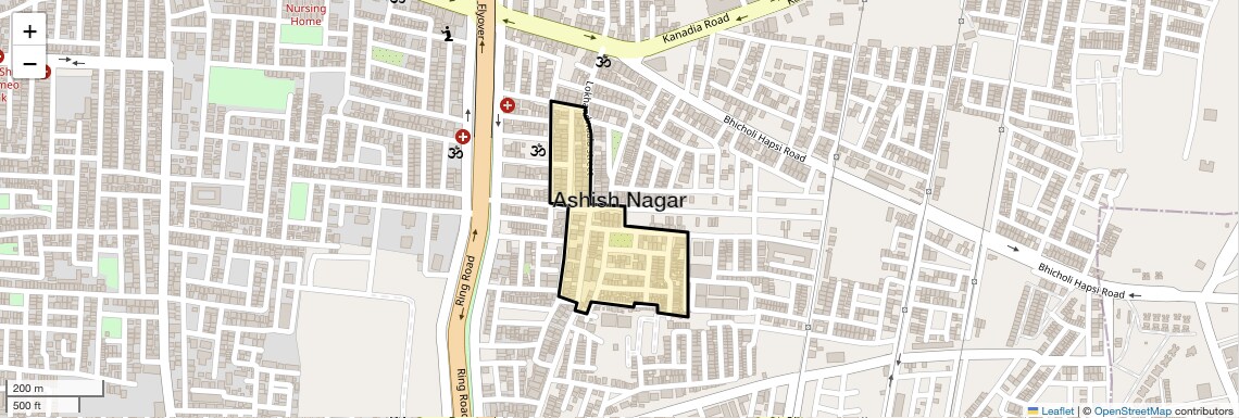 Location Map of Ashish Nagar, Indore