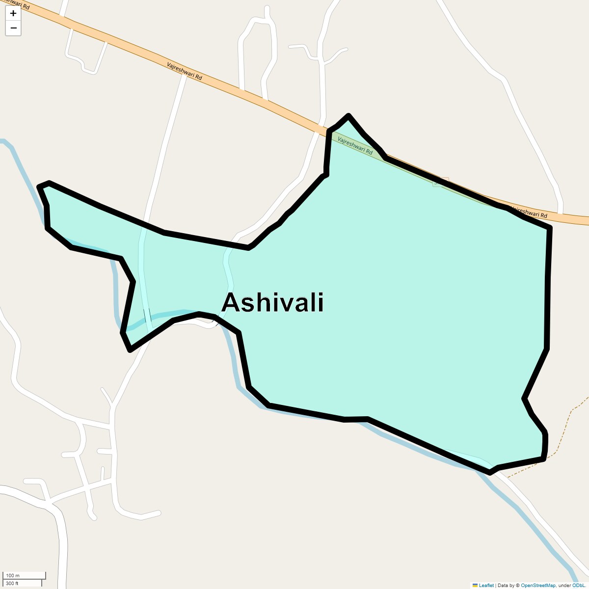 Location Map of Ashivali, Thane