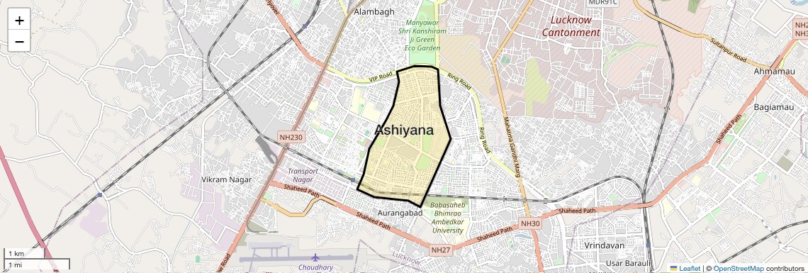 Location Map of Ashiyana, Lucknow