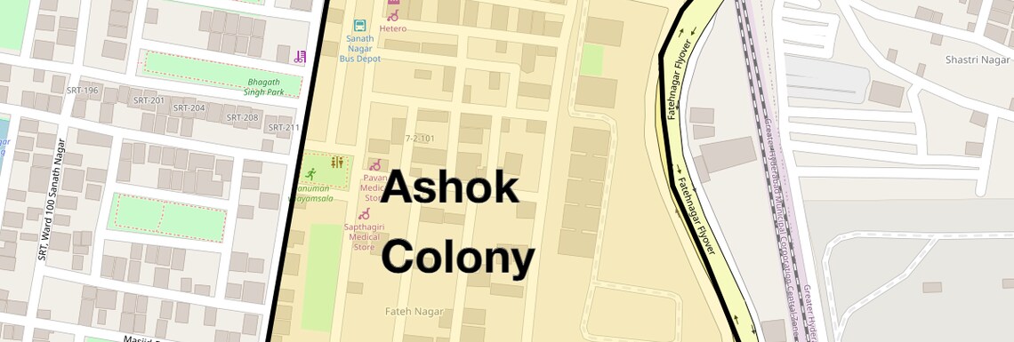 Location Map of Ashok Colony, Hyderabad