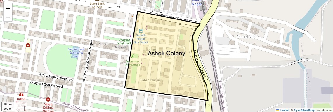 Location Map of Ashok Colony, Hyderabad