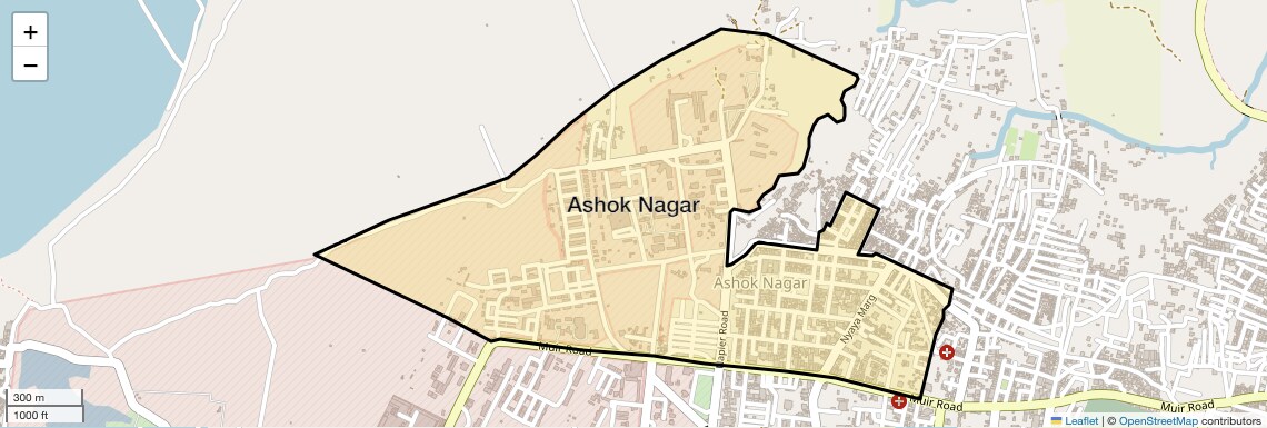 Location Map of Ashok Nagar, Allahabad