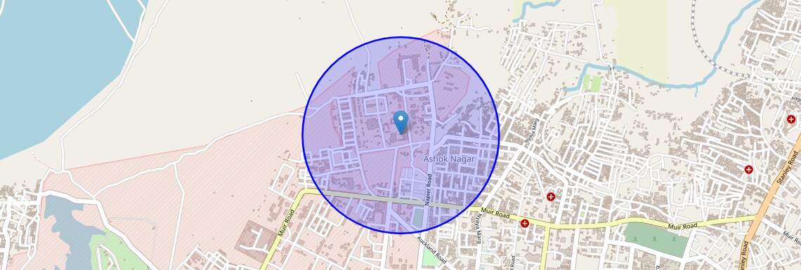 Location Map of Ashok Nagar, Allahabad