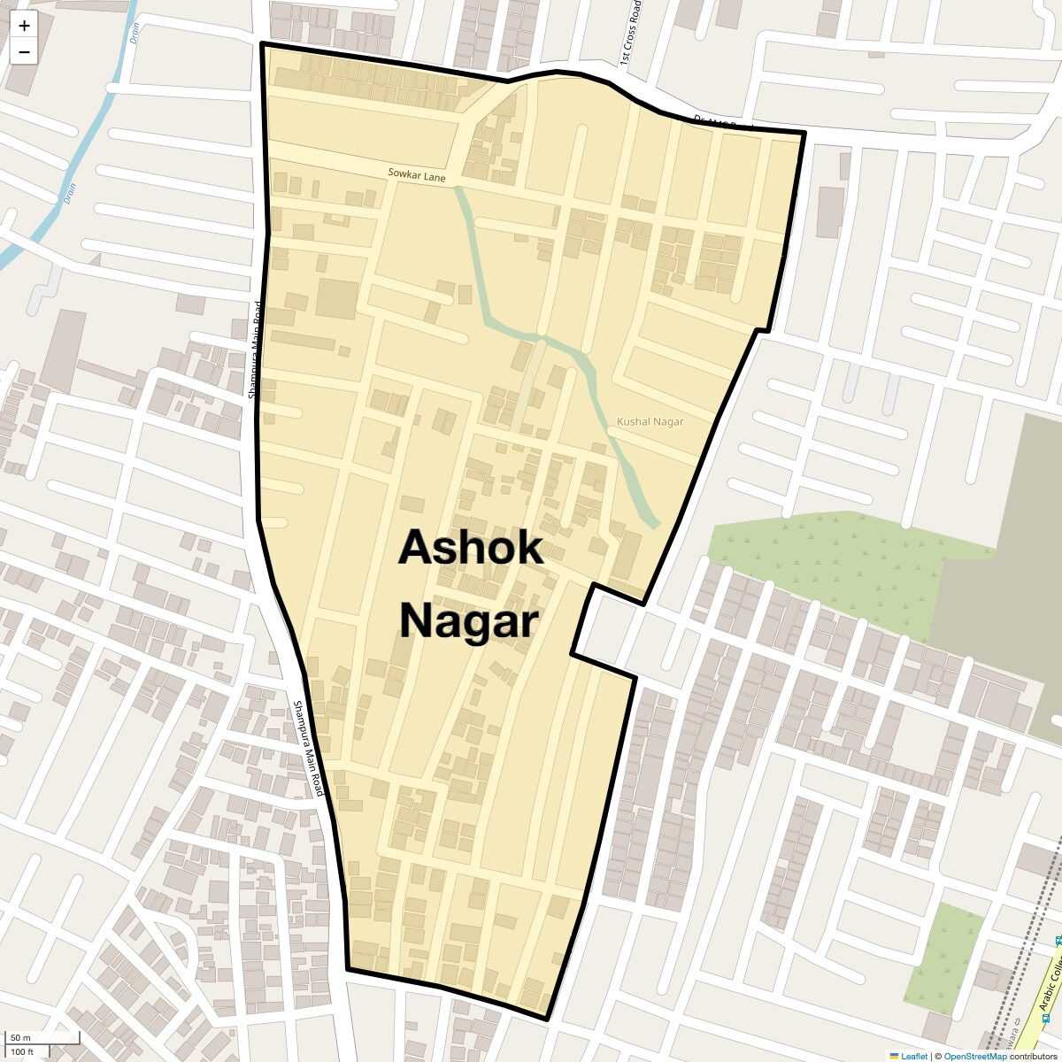 Location Map of Ashok Nagar, Bangalore