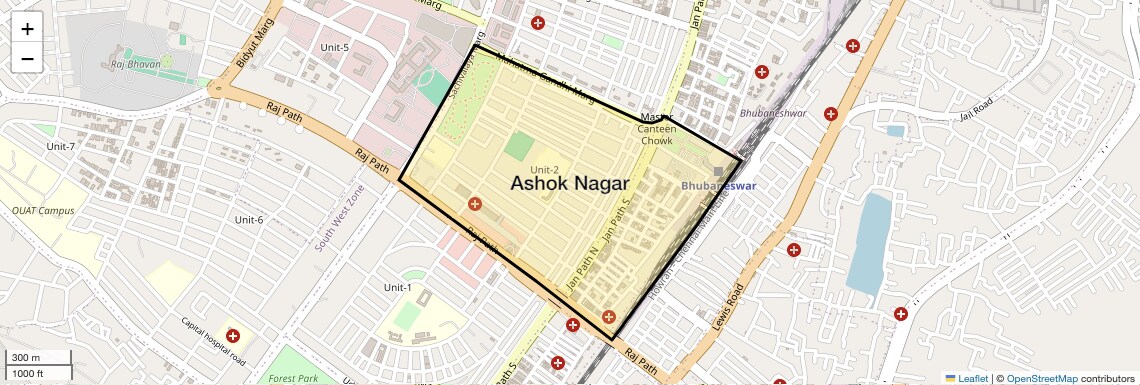 Location Map of Ashok Nagar, Bhubaneswar