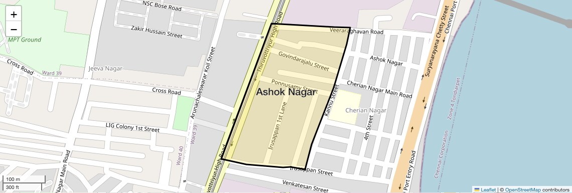 Location Map of Ashok Nagar, Chennai
