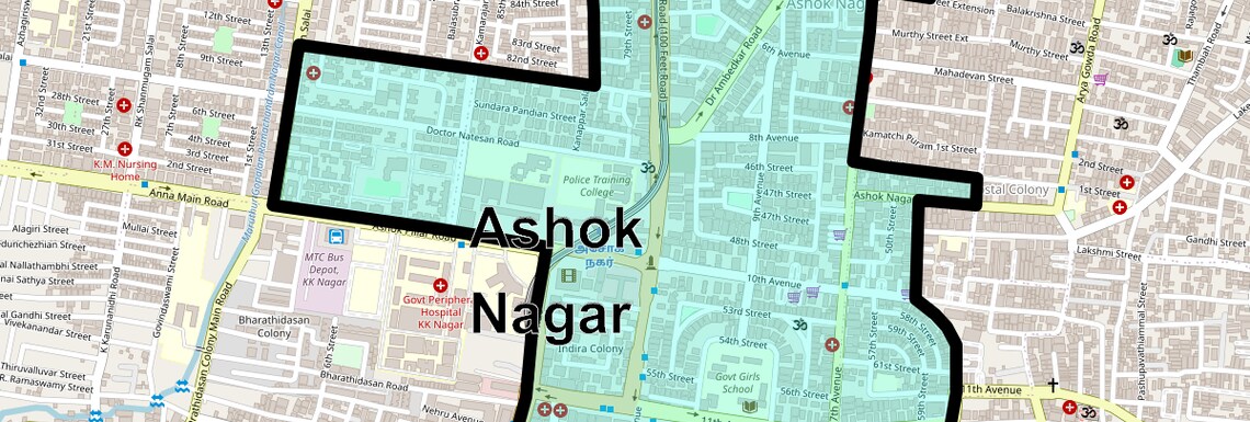 Location Map of Ashok Nagar, Chennai