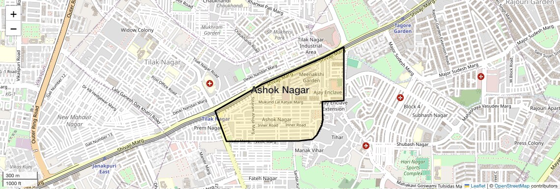 Location Map of Ashok Nagar, Delhi