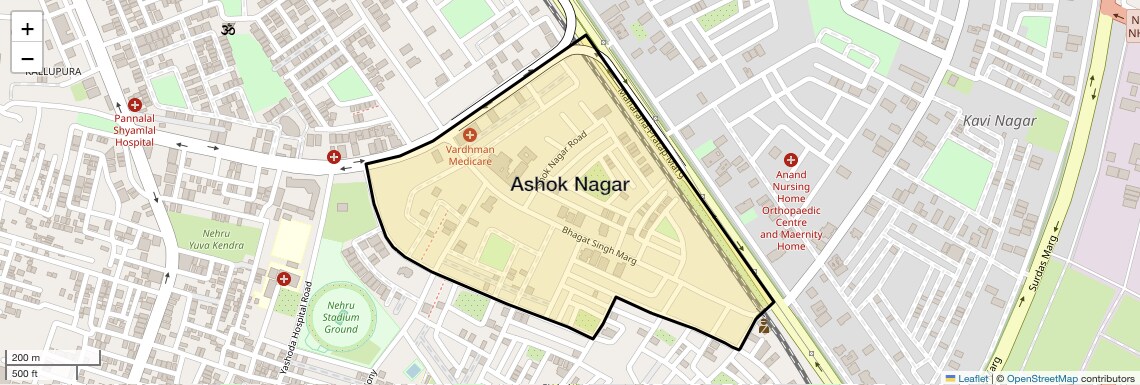 Location Map of Ashok Nagar, Ghaziabad