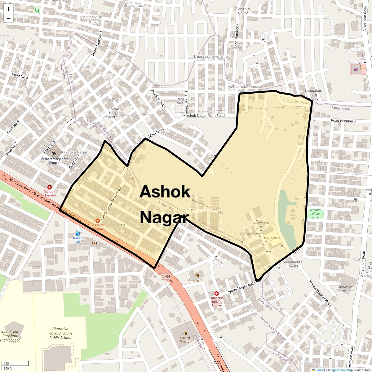 Location Map of Ashok Nagar, Hyderabad