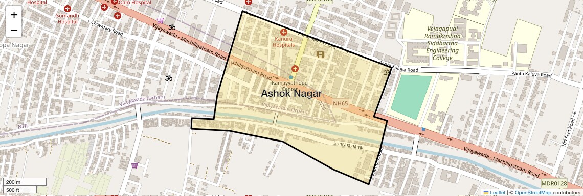 Location Map of Ashok Nagar, Vijayawada
