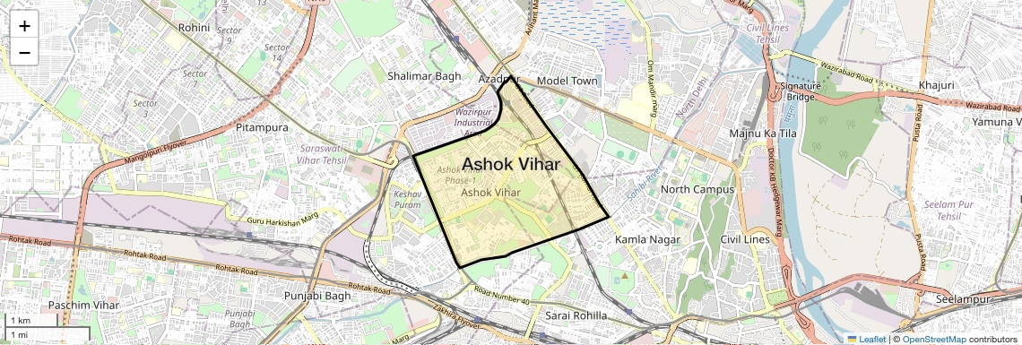 Location Map of Ashok Vihar, Delhi