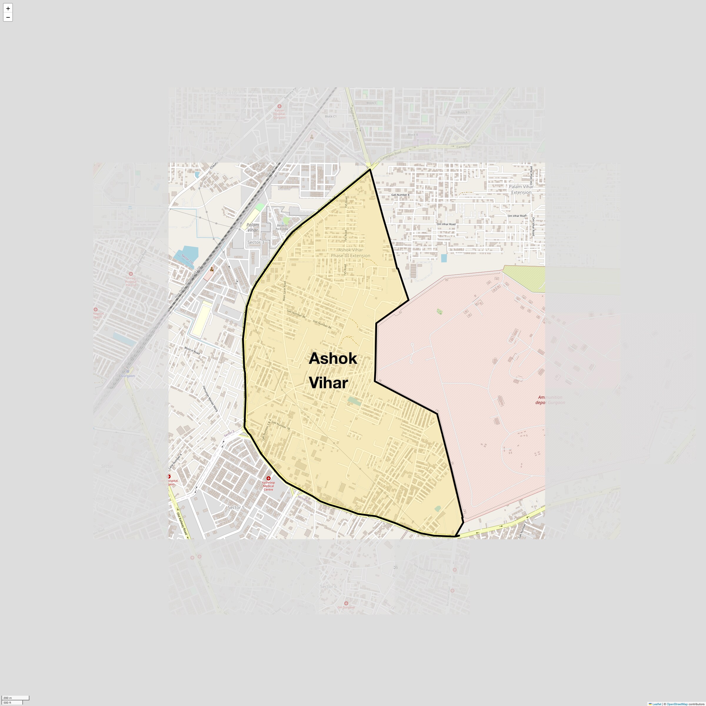 Location Map of Ashok Vihar, Gurgaon