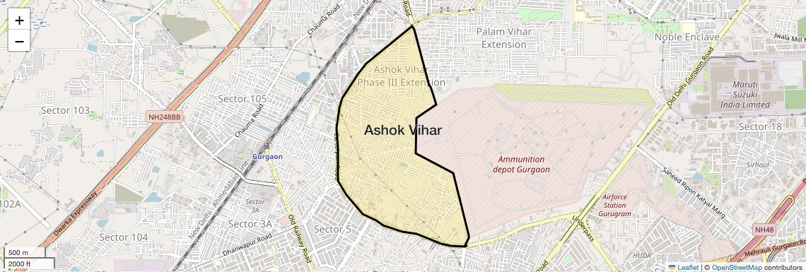 Location Map of Ashok Vihar, Gurgaon