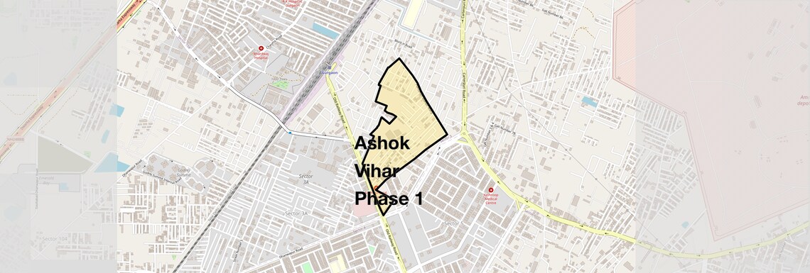 Location Map of Ashok Vihar Phase 1, Gurgaon