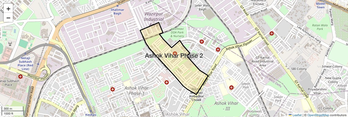 Location Map of Ashok Vihar Phase 2, Delhi