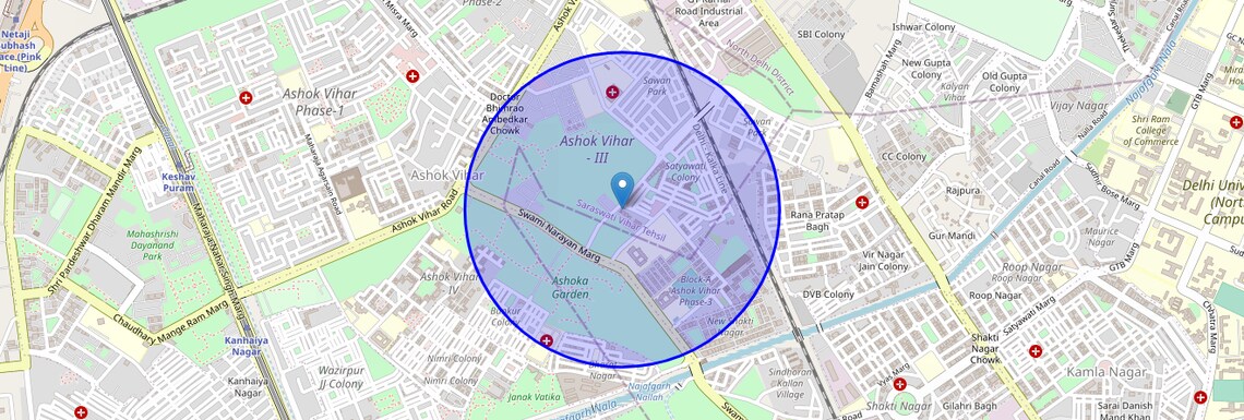 Location Map of Ashok Vihar Phase 3, Delhi