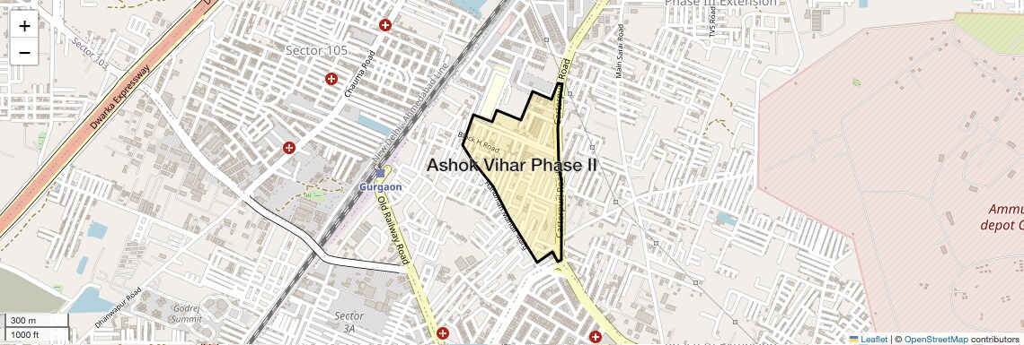 Location Map of Ashok Vihar Phase II, Gurgaon