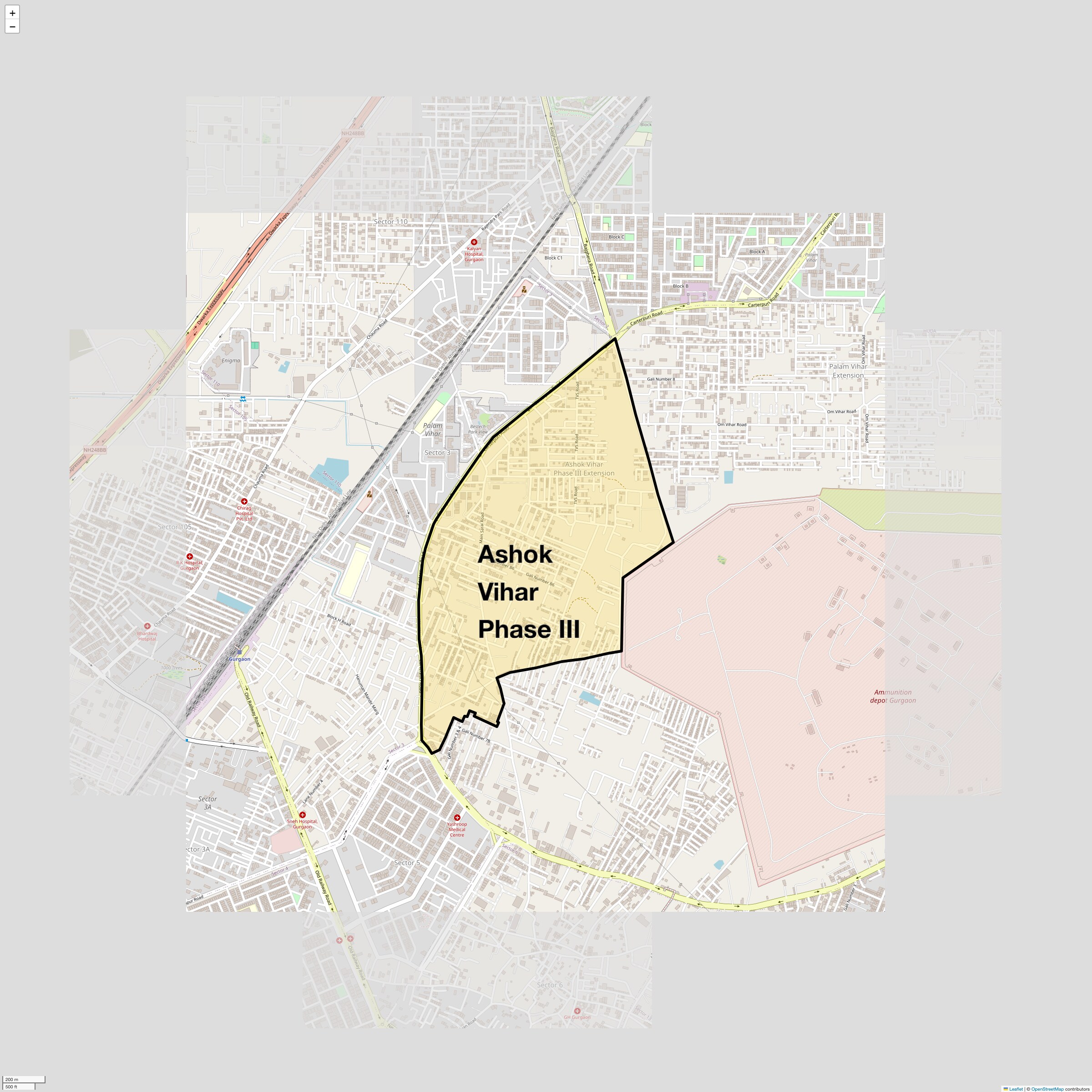 Location Map of Ashok Vihar Phase III, Gurgaon