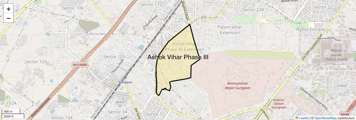 Location Map of Ashok Vihar Phase III, Gurgaon