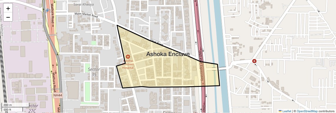 Location Map of Ashoka Enclave, Faridabad