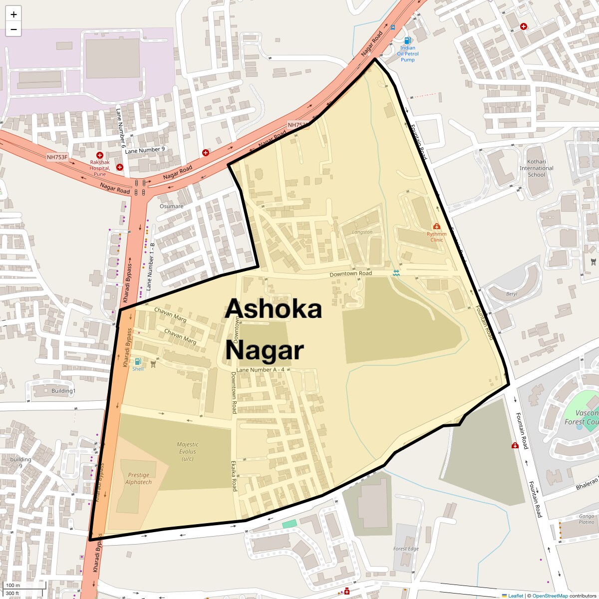 Location Map of Ashoka Nagar, Pune