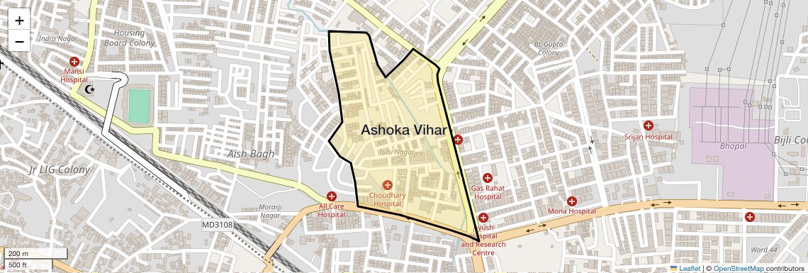 Location Map of Ashoka Vihar, Bhopal