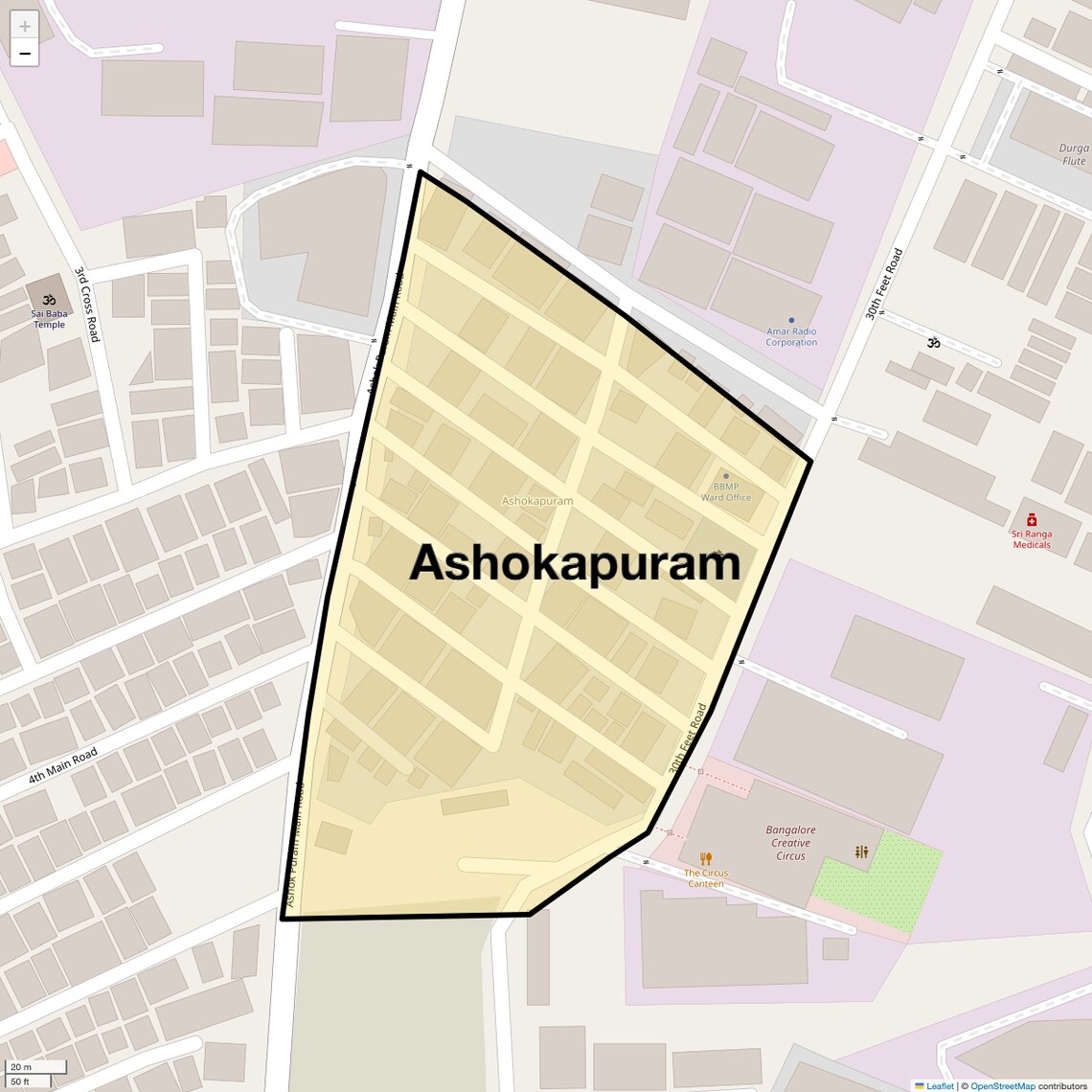 Location Map of Ashokapuram, Bangalore