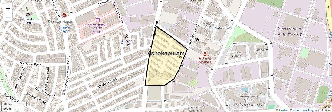 Location Map of Ashokapuram, Bangalore