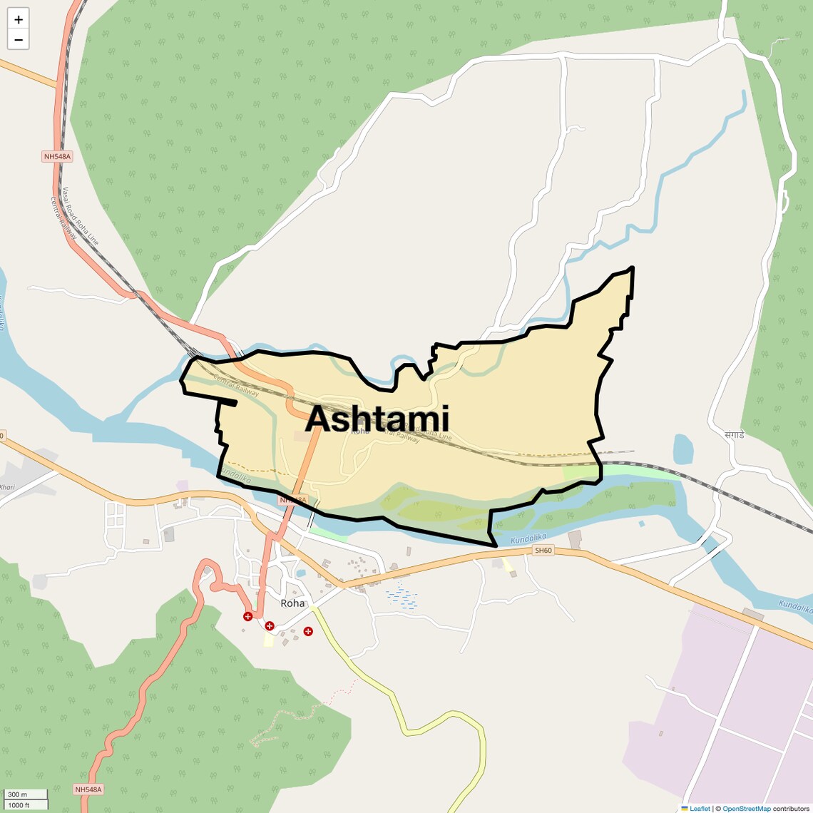 Location Map of Ashtami, Navi Mumbai