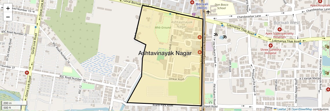 Location Map of Ashtavinayak Nagar, Mumbai