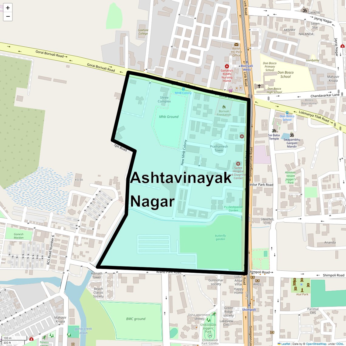 Location Map of Ashtavinayak Nagar, Mumbai