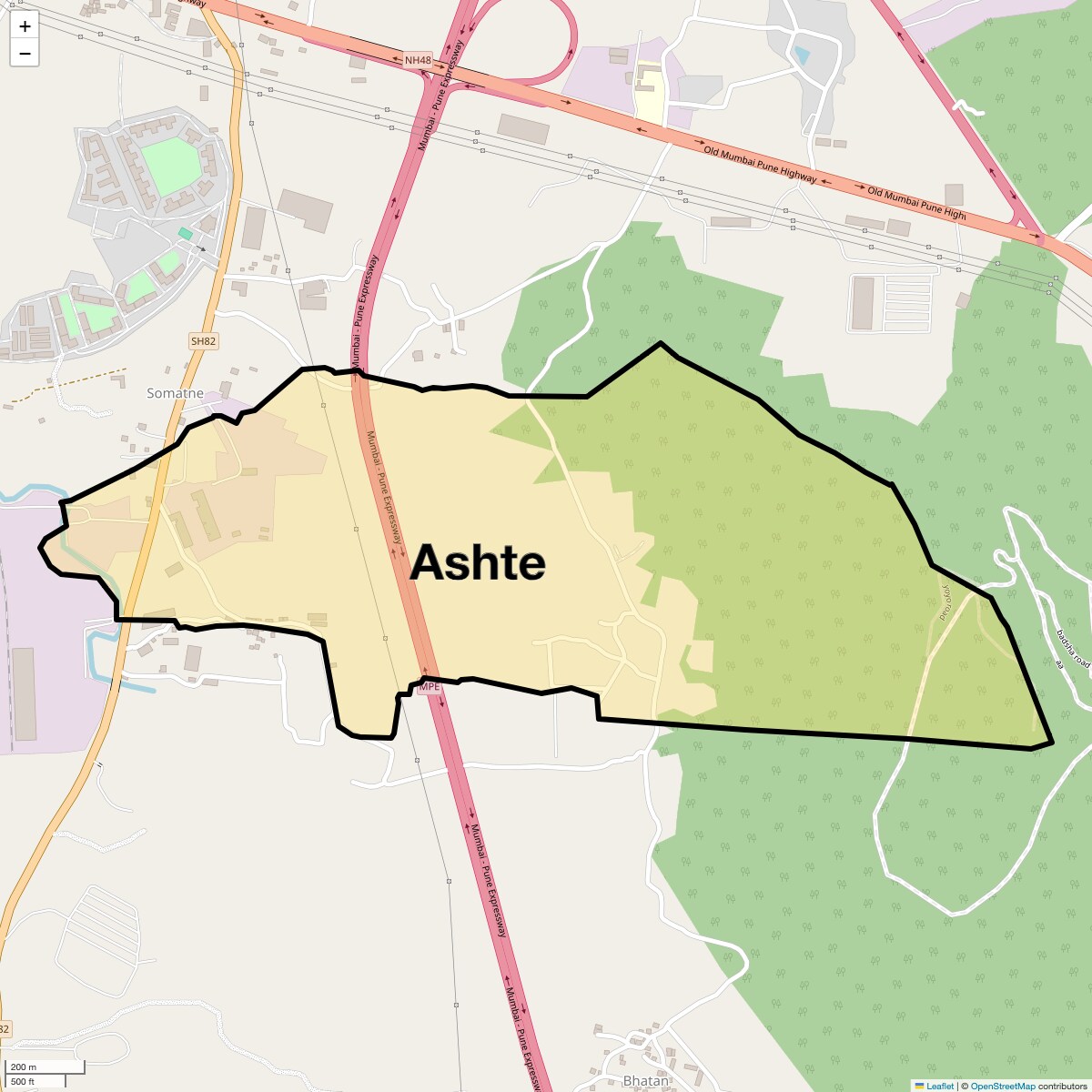 Location Map of Ashte, Navi Mumbai