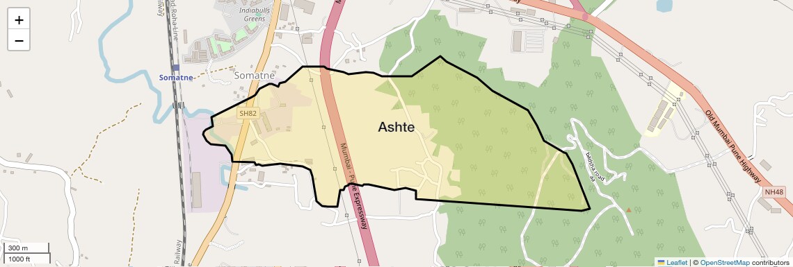 Location Map of Ashte, Navi Mumbai