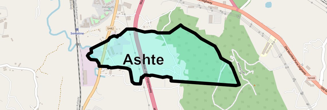 Location Map of Ashte, Navi Mumbai