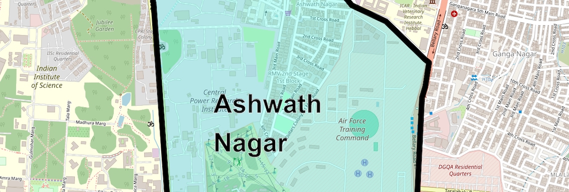 Location Map of Ashwath Nagar, Bangalore