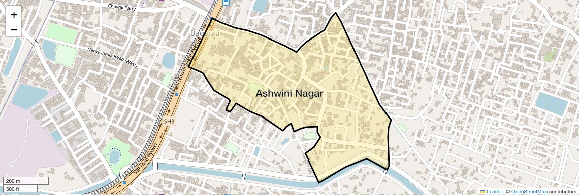 Location Map of Ashwini Nagar, Kolkata