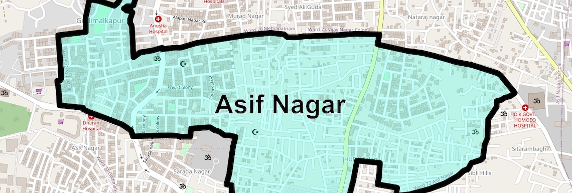 Location Map of Asif Nagar, Hyderabad