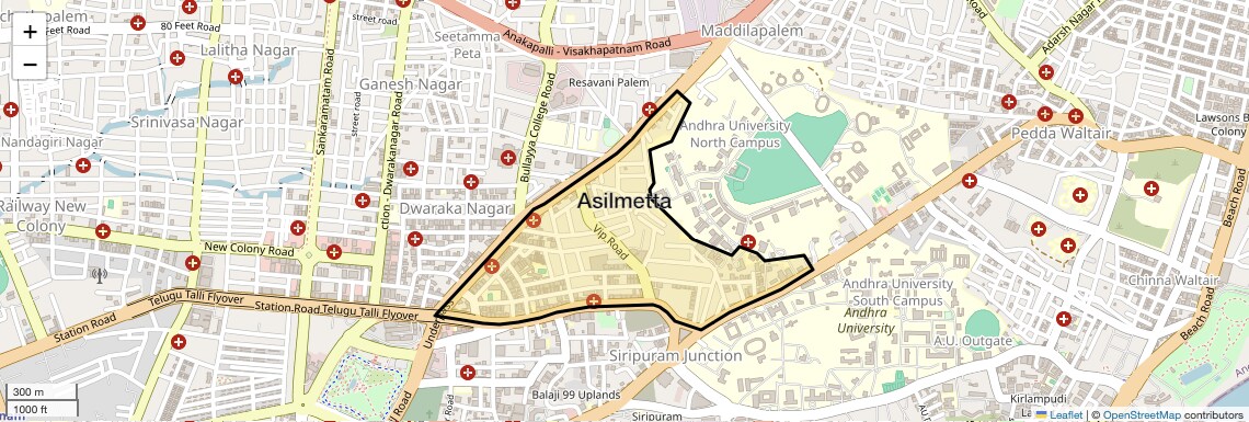 Location Map of Asilmetta, Vizag