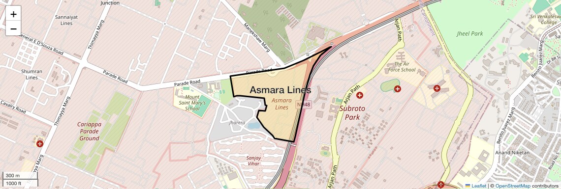 Location Map of Asmara Lines, Delhi