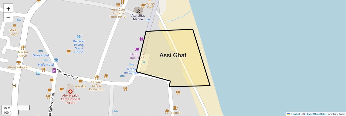 Location Map of Assi Ghat, Varanasi