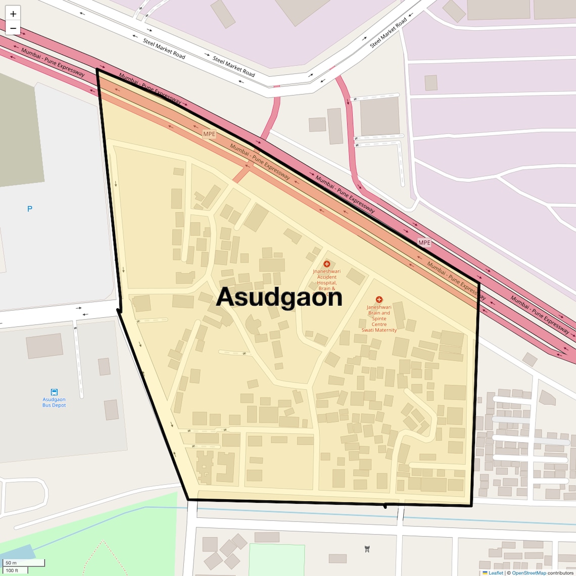 Location Map of Asudgaon, Navi Mumbai