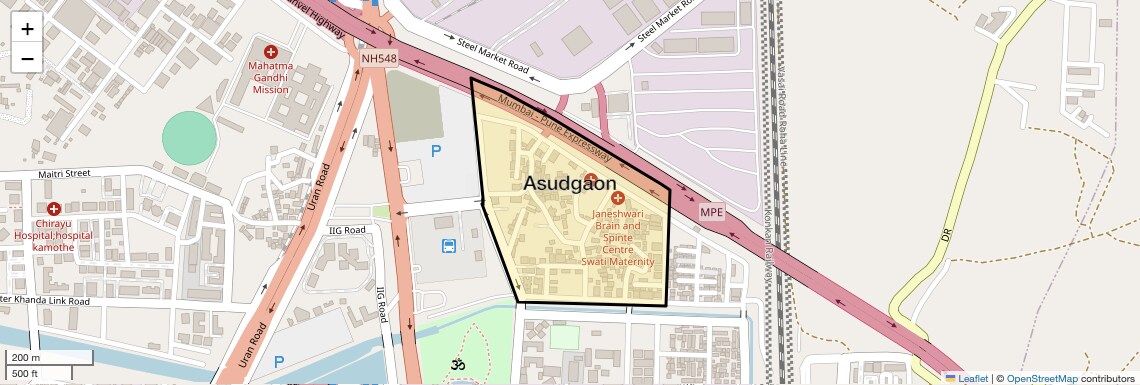 Location Map of Asudgaon, Navi Mumbai