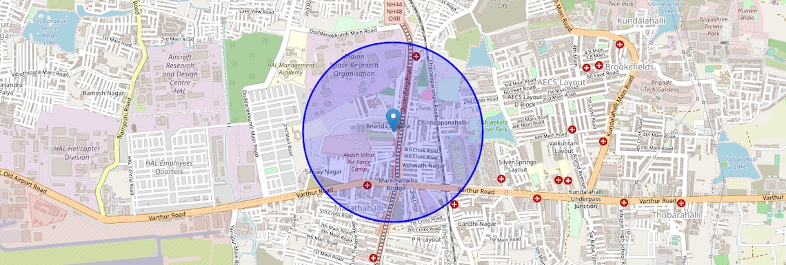 Location Map of Aswath Nagar, Bangalore