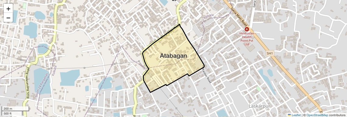 Location Map of Atabagan, Kolkata