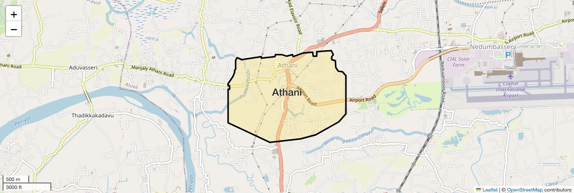 Location Map of Athani, Kochi