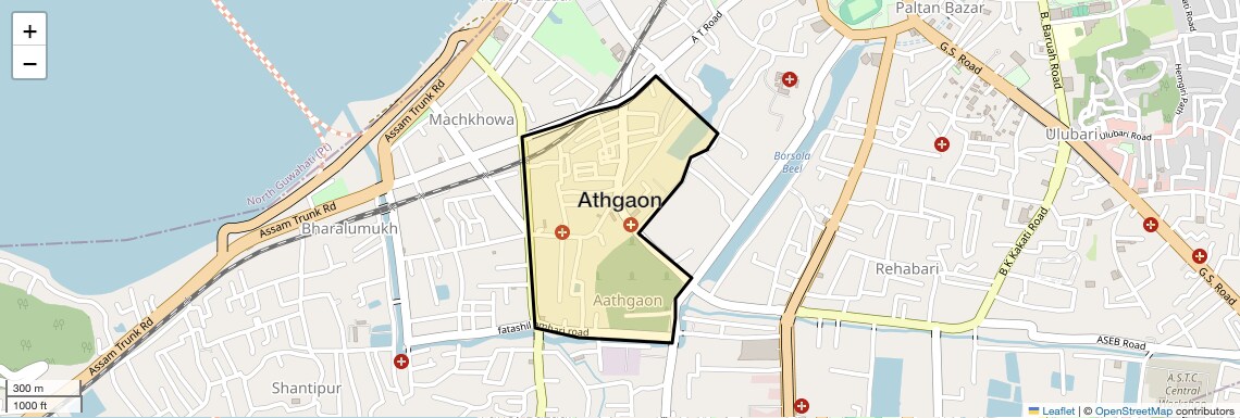 Location Map of Athgaon, Guwahati