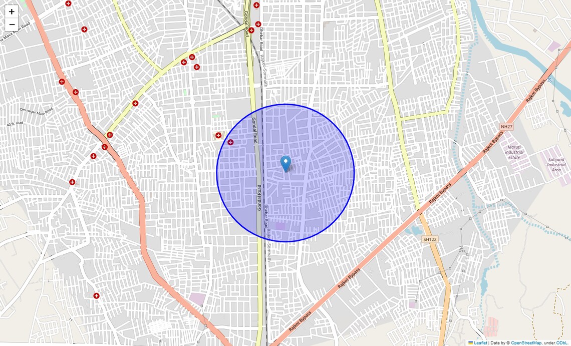 Location Map of Atika Industrial Area, Rajkot