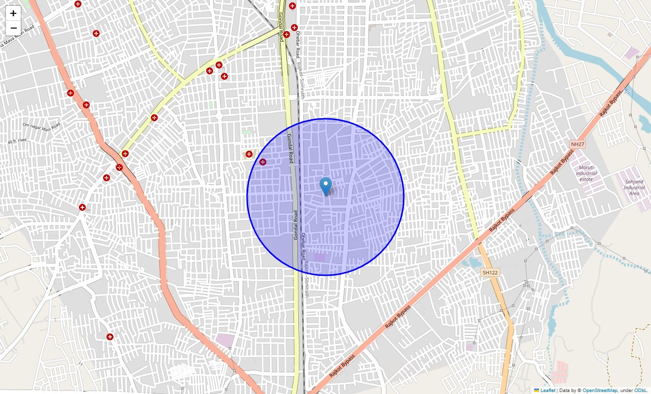 Location Map of Atika Industrial Area, Rajkot