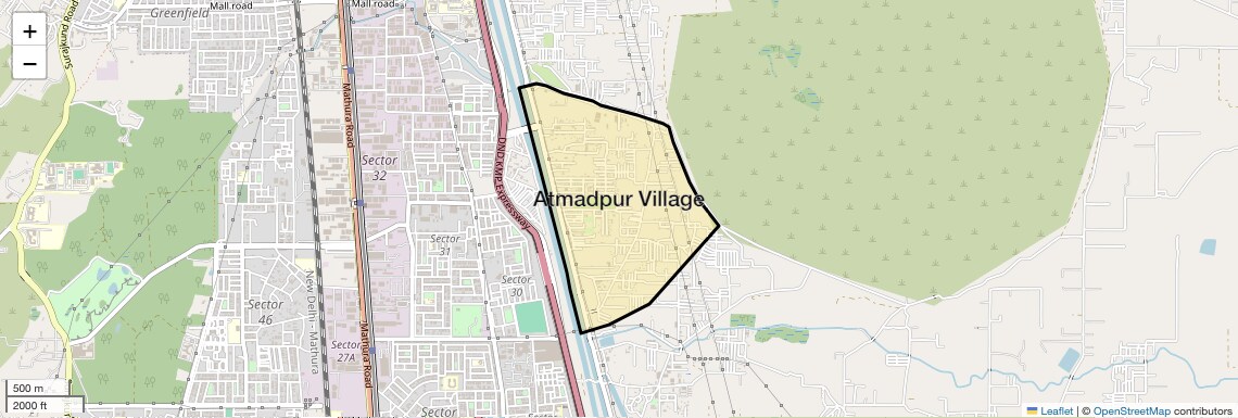Location Map of Atmadpur Village, Faridabad